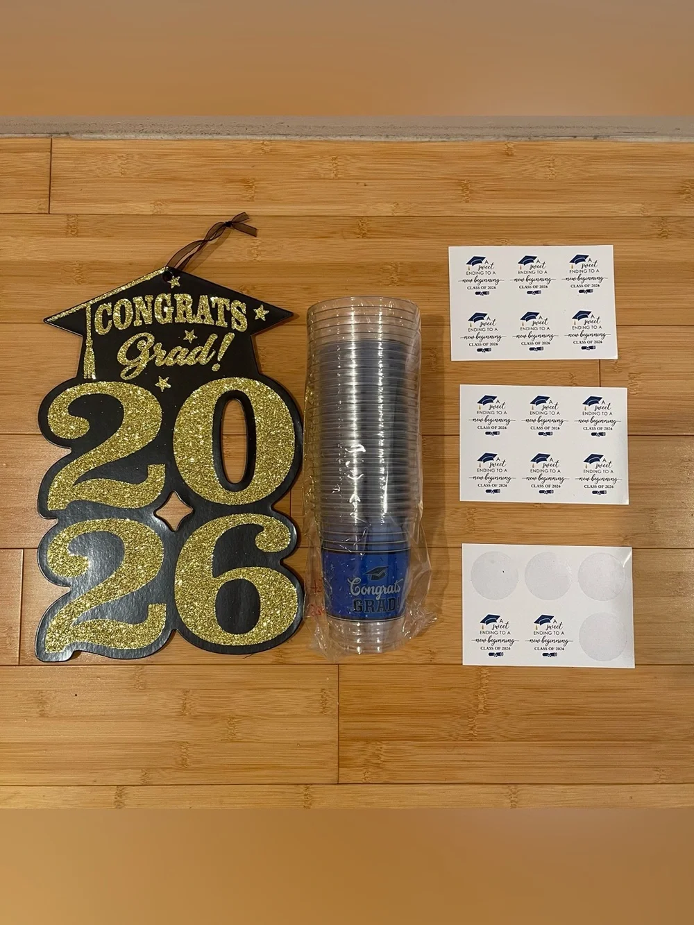 2026 Graduation Party Decorations Bundle – Banner, Glitter Sign, Cups & Sticker